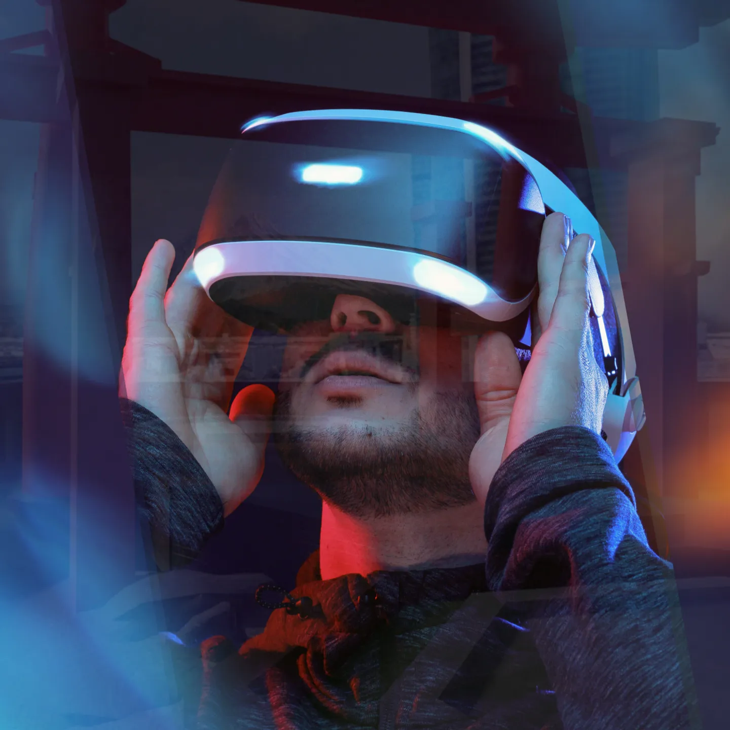 Man wearing a VR headset