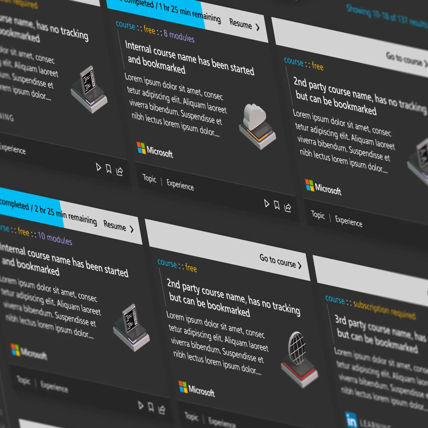 Close up image of a Dev Collective web page showing course description cards