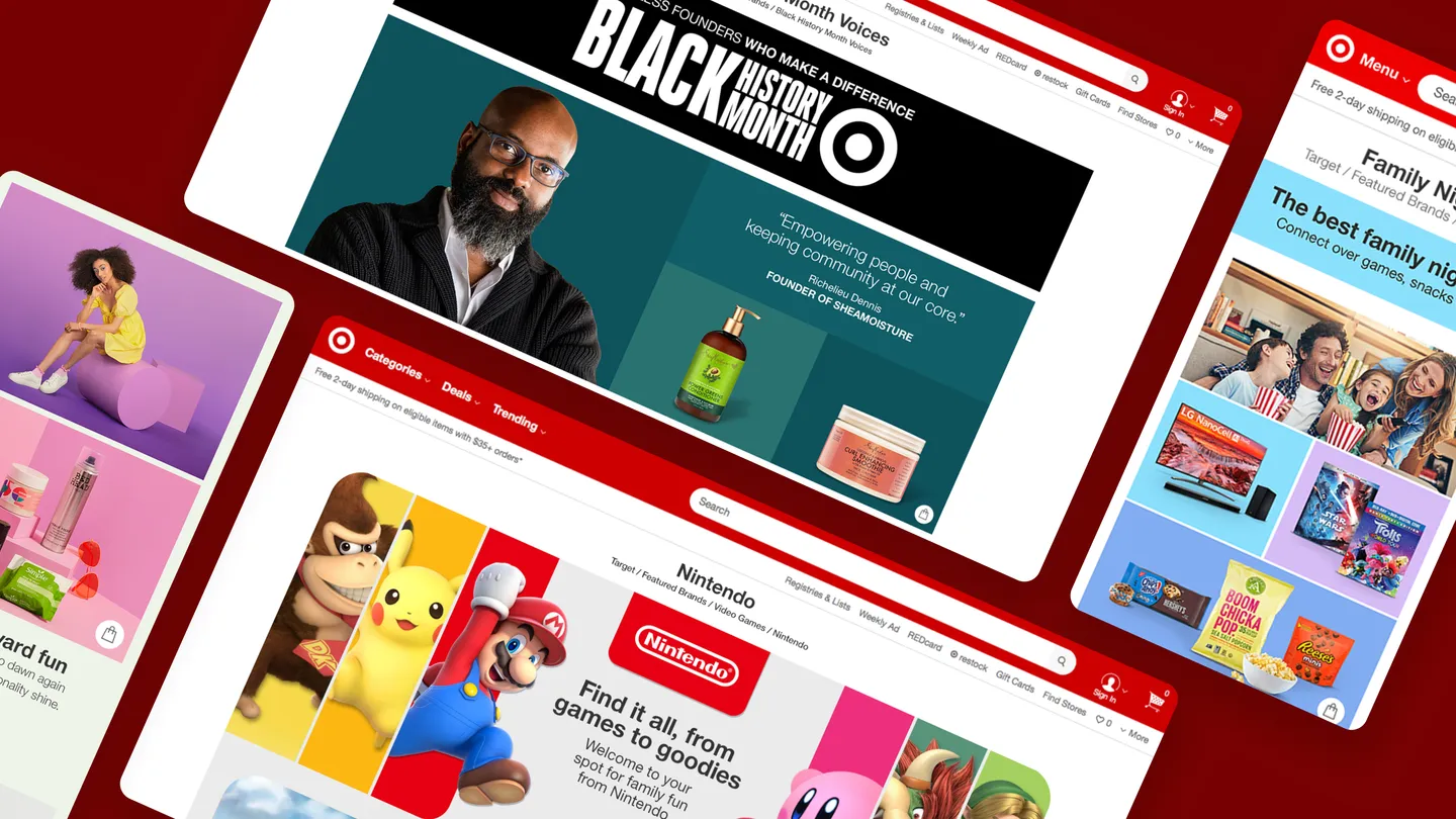 Composite image of display ads and placements on the Target website