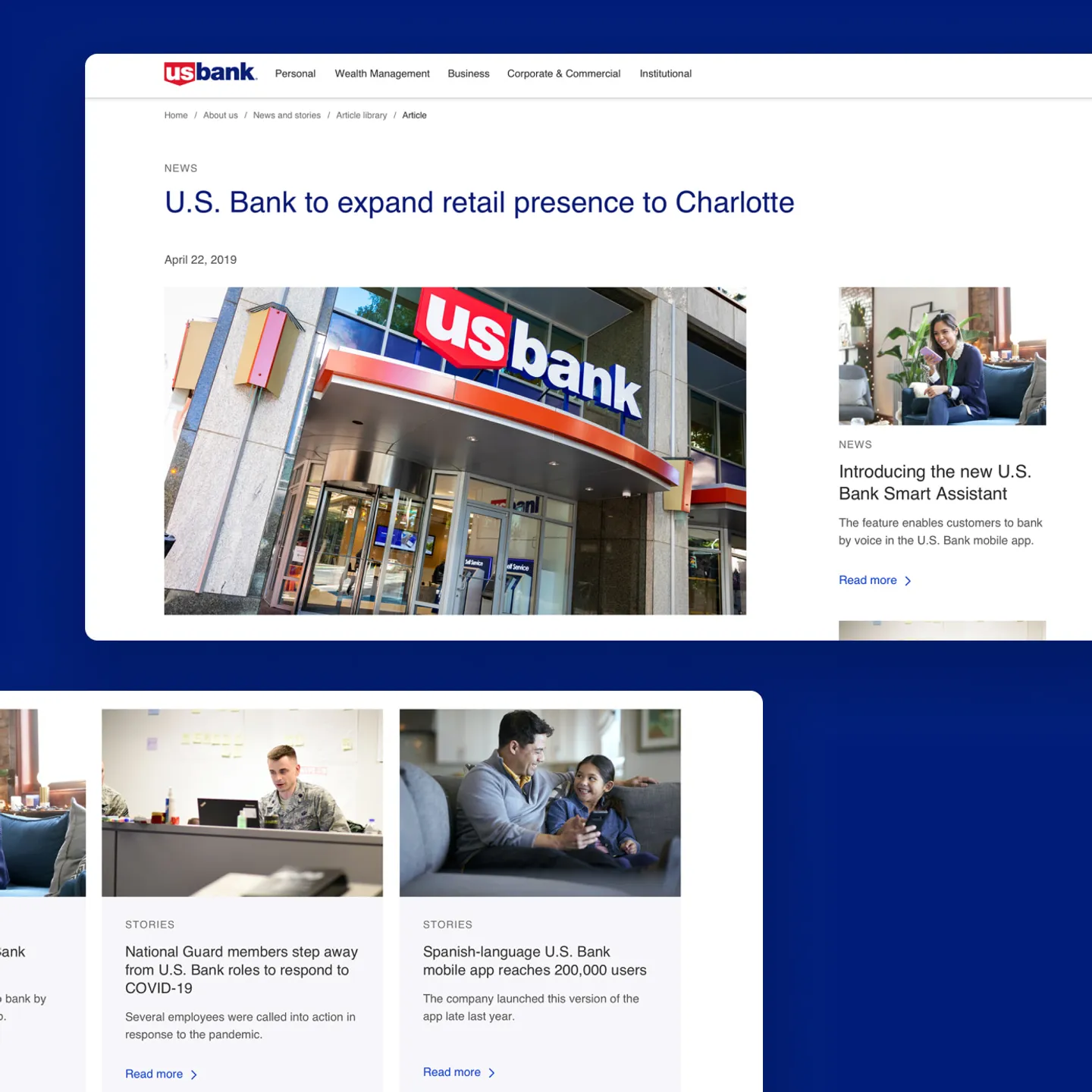 Composite image of U.S. Bank web pages