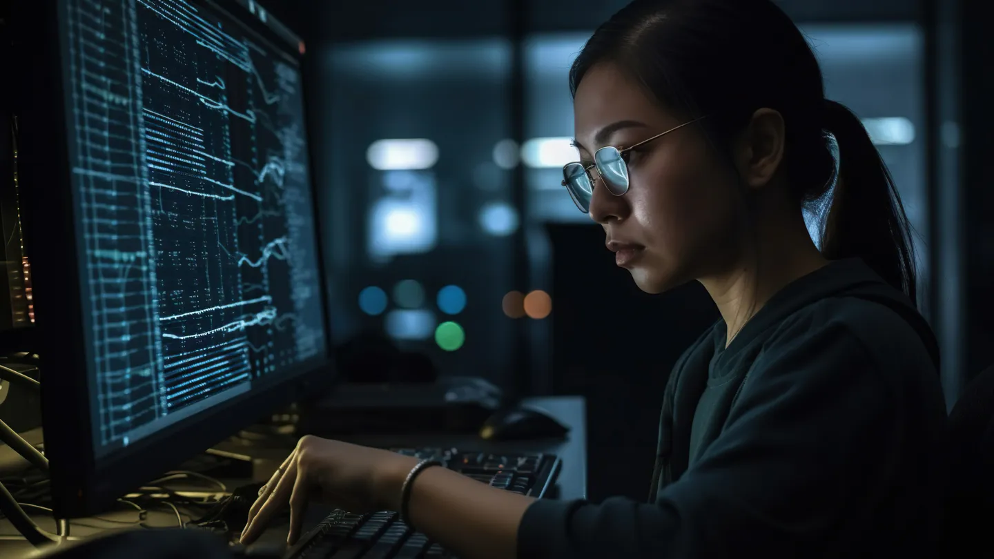 Person using a computer analyzing data 